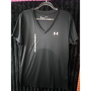 Under Armour HeatGear Women’s Medium Black V-Neck Performance T-Shirt NWT